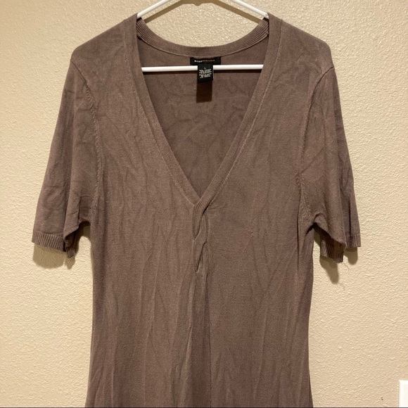 BCBG MaxAzria Knit Body Con Dress - Brown - Large - Twist Detail - Picture 5 of 7